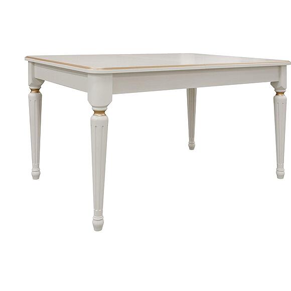 სასადილო მაგიდა «პრემიერი» პ4.613.4.04 (პ613.04), ადგილი: მასიური მუხა, ფერი: სპილოს ძვლის ფერი ოქროსფერი ორნამენტებით