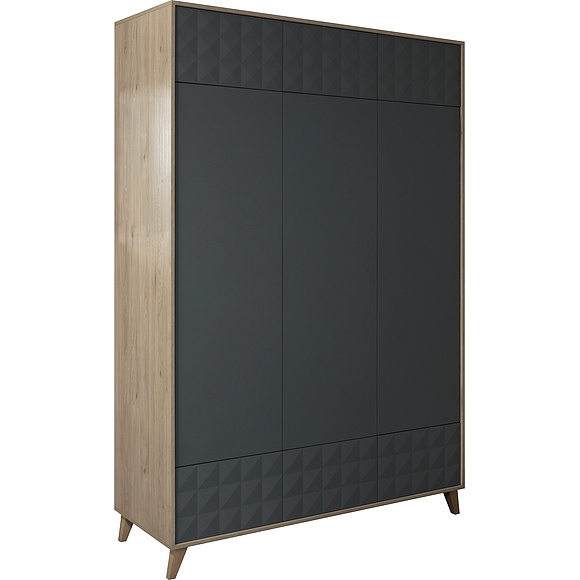 Шкаф для одежды «Тринити» П6.114.1.01, Материал: ЛДСП+МДФ, Цвет: Антрацит + Гикори Кингстон