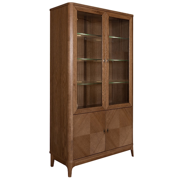 Шкаф-витрина 2д «Армани» П1.135.0.21, Материал: массив (сращенный мебельный щит) дуба, Цвет: Дуб альпийский