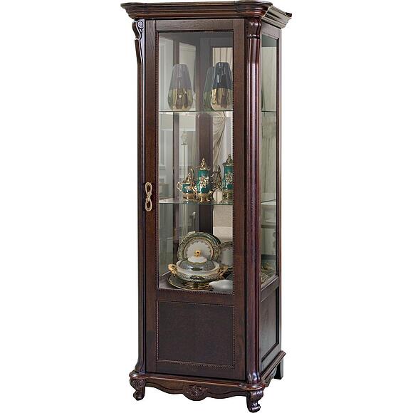 კარადა ვიტრინით «ალეზი 8» პ1.350.0.08 (П350.08), ადგილი: დსპ+შპონი, ფერი: ცხელი შოკოლადი