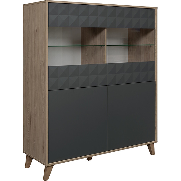 Шкаф 2д «Тринити» П6.114.0.03, Материал: МДФ, Цвет: Антрацит + Гикори Кингстон