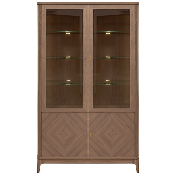 Шкаф-витрина 2д «Армани» П1.135.0.21, Материал: массив (сращенный мебельный щит) дуба, Цвет: Дуб Крафт светлый