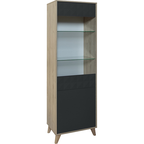 Шкаф «Тринити» П6.114.0.01, Материал: МДФ, Цвет: Антрацит + Гикори Кингстон