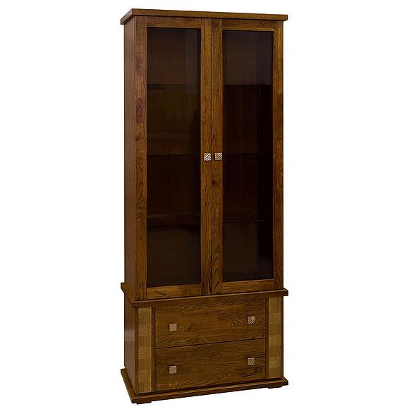 კარადა ვიტრინით «ტუნისი» პ6.343.0.22 (პ343.22შ), ადგილი: დსპ+შპონი, ფერი: ბლისფერი ოქროსფერი ორნამენტებით