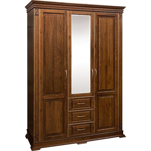 ტანსაცმლის კარადა 3დ «ვერდი კლასიკი» პ3.0487.1.25, ადგილი: მასიური მუხა, ფერი: ბლისფერი ოქროსფერი ორნამენტებით