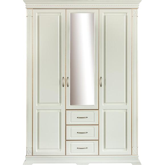 ტანსაცმლის კარადა 3დ «ვერდი კლასიკი» პ3.0487.1.25, ადგილი: მასიური მუხა, ფერი: სპილოს ძვლის ფერი ოქროსფერი ორნამენტებით