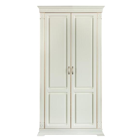 ტანსაცმლის კარადა 2დ «ვერდი კლასიკი» პ3.0487.1.26, ადგილი: მასიური მუხა, ფერი: სპილოს ძვლის ფერი ოქროსფერი ორნამენტებით