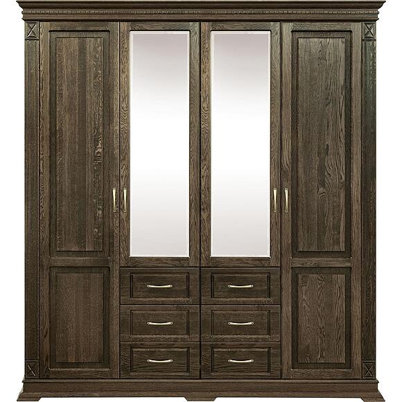 ტანასაცმლის კარადა 4დ «ვერდი კლასიკი» პ3.0487.1.01, ადგილი: მასიური მუხა, ფერი: თამბაქო