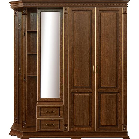 Шкаф комбинированный для прихожей «Верди Классик» П3.0487.3.01, Материал: Массив (дуб), Цвет: Черешня с золочением