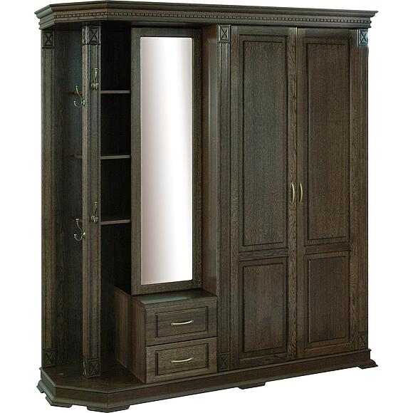 Шкаф комбинированный для прихожей «Верди Классик» П3.0487.3.01, Материал: Массив (дуб), Цвет: Табак