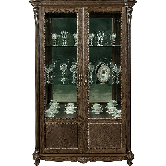 Шкаф с витриной «Алези» П1.350.0.19 (П350.19), Материал: Массив (дуб), Цвет: Табак