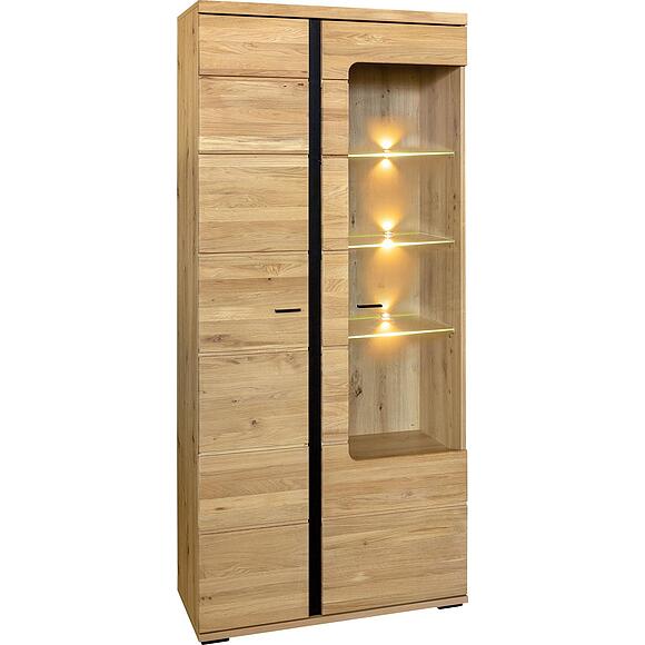 Шкаф с витриной «Сонос Сити» П8.0572.0.01, Материал: Массив (дуб), Цвет: Дуб натуральный (Shkaf_s_vetrinoi_Sonos_P572-01_dyb_natyralnii-chernii-1.jpg) Шкаф с витриной «Сонос Сити» П8.0572.0.01, Материал: Массив (дуб), Цвет: Дуб натуральный