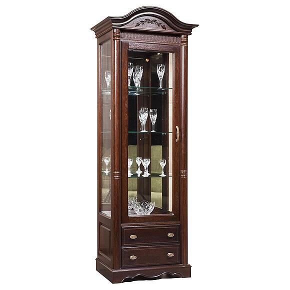 კარადა-ვიტრინა «პაოლა» ბმ2.671.0.05-01(2102-01), ადგილი: მასიური მუხა, ფერი: ცხელი შოკოლადი