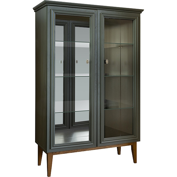 Шкаф с витриной 2д «Дольче» П3.597.0.02, Материал: МДФ, крашеная, Цвет: Базальт + Дуб рустикаль