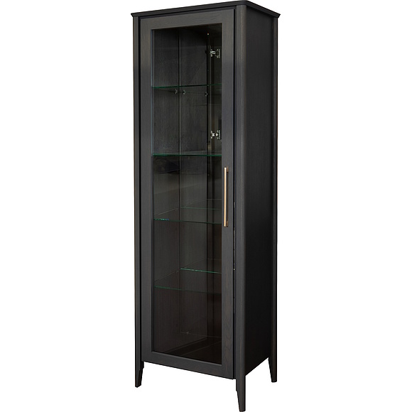 Шкаф-витрина «Оквуд» П3.142.0.01-01, ადგილი: მასიური მუხა, ფერი: გრაფიტი