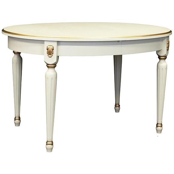 მაგიდა «მილანა 14» პ4.265.0.28(323.02), ადგილი: მასიური მუხა, ფერი: სპილოს ძვლის ფერი ოქროსფერი ორნამენტებით