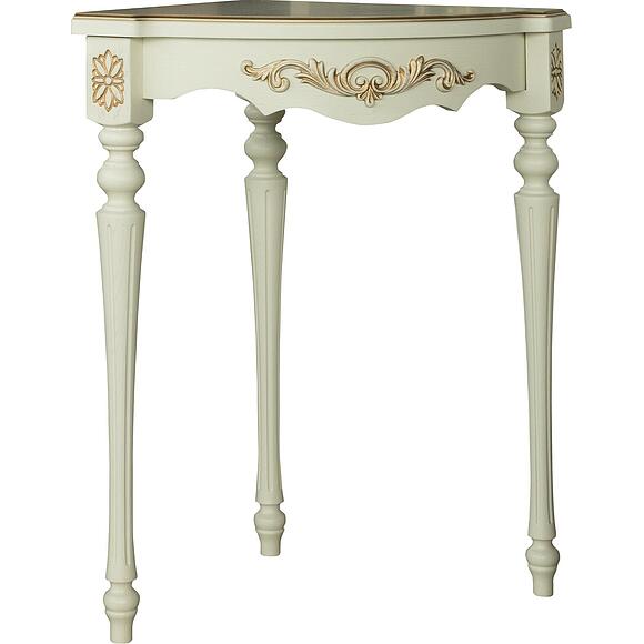 მაგიდა-კონსოლი პ613.10, ადგილი: მასიური მუხა, ფერი: სპილოს ძვლის ფერი ოქროსფერი ორნამენტებით