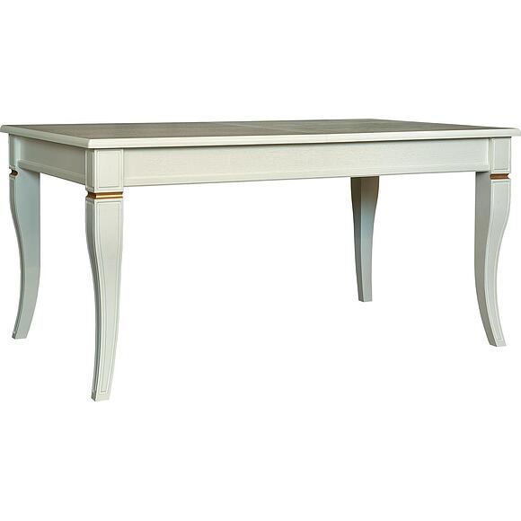 სასადილო მაგიდა «კინგი» პ4.193.4.03 (პ613.03), ადგილი: მასიური მუხა, ფერი: სპილოს ძვლის ფერი ოქროსფერი ორნამენტებით