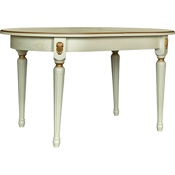 Стол «Милана 10» П4.265.0.24(313.02), Материал: Массив (дуб), Цвет: Слоновая кость с золочением