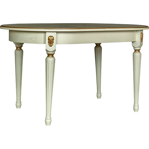 Стол «Милана 10» П4.265.0.24(313.02), Материал: Массив (дуб), Цвет: Слоновая кость с золочением