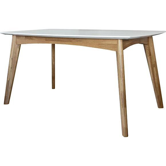 მაგიდა «მონიკა», ადგილი: მასიური მუხა, ფერი: რძისფერი+ნატურალური მუხა, ტრანსფორმაციის მექანიზმი: მექანიზმის გარეშე, ზომა: 1600х900х776 мм