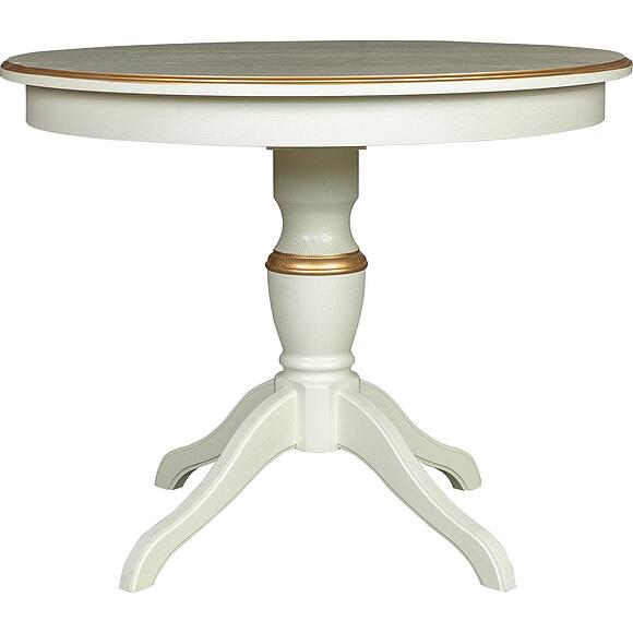 მაგიდა «ვერდი» პ4.487.4.03 (317.01), ადგილი: მასიური მუხა, ფერი: სპილოს ძვლის ფერი ოქროსფერი ორნამენტებით