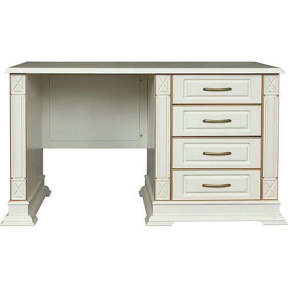 საწერი მაგიდა «ვერდი კლასიკი» პ3.0487.2.09, ადგილი: მასიური მუხა, ფერი: სპილოს ძვლის ფერი ოქროსფერი ორნამენტებით