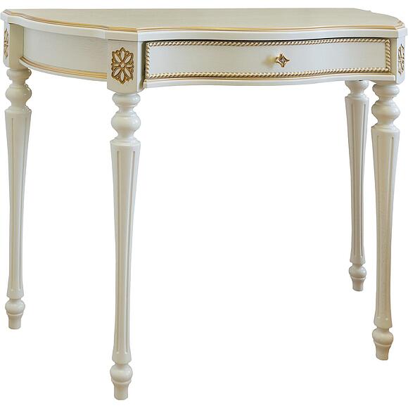 Стол-консоль П613.09, Материал: Массив (дуб), Цвет: Слоновая кость с золочением
