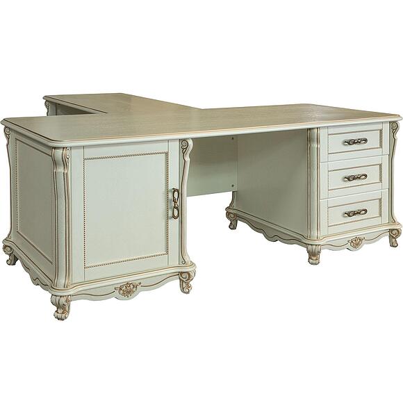 Стол письменный 2т «Алези» П1.350.2.05 (П395.05), Материал: Массив (дуб), Цвет: Слоновая кость с золочением