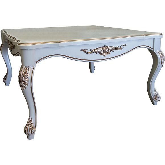 Стол журнальный «Алези» П1.350.0.45 (П354.09), Материал: Массив (дуб), Цвет: Слоновая кость с золочением