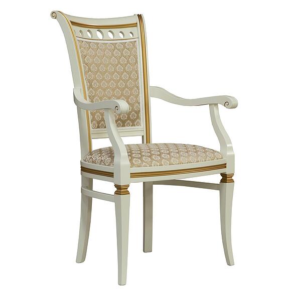 სკამი «პრემიუმი მ 3049» პ5.0486.5.02-1ა, ადგილი: ნაჭერი, ფერი: სპილოს ძვლის ფერი ოქროსფერი ორნამენტებით