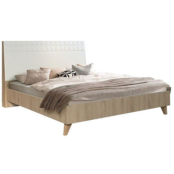 Кровать 2-16 «Тринити» П6.114.1.05, Материал: ЛДСП, Цвет: Ваниль + Гикори Кингстон, Спальное место: 2000х1600 мм	, Размер: 2217×1700×1143