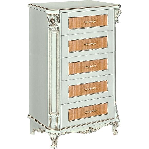 Комод «Альба 04с» П4.485.1.04 (П524.04с), Материал: Массив (дуб), Цвет: Слоновая кость с золочением