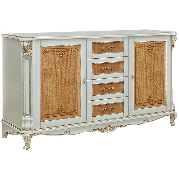 ტუმბო «ალბა 14/1ს» პ4.485.0.14 (პ485.14/1ს), ადგილი: მასიური მუხა, ფერი: სპილოს ძვლის ფერი ოქროსფერი ორნამენტებით