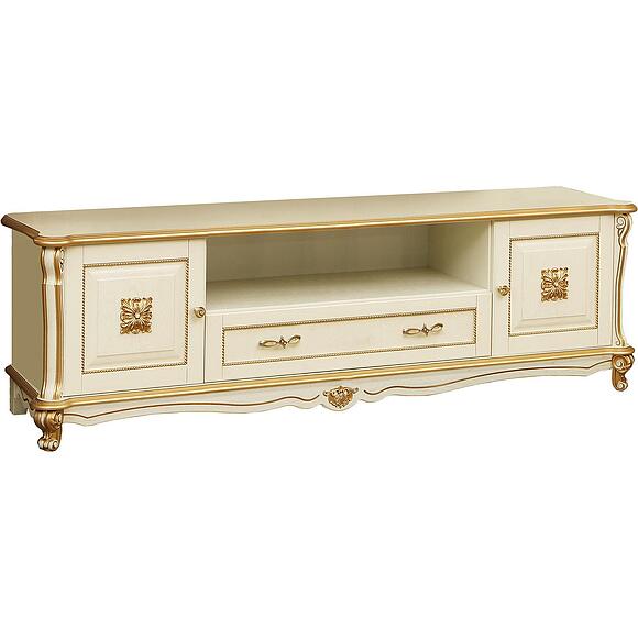 Тумба ТВ «Алези Люкс» П1.349.0.27 (П350.27л), Материал: Массив (дуб), Цвет: Слоновая кость с золочением
