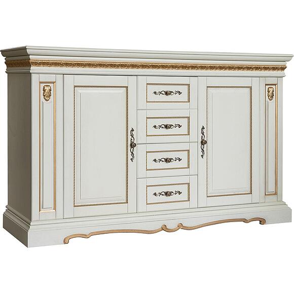 ტუმბო «მილანა 14/1ს» პ4.265.0.13(265.14/1с), ადგილი: მასიური მუხა, ფერი: სპილოს ძვლის ფერი ოქროსფერი ორნამენტებით