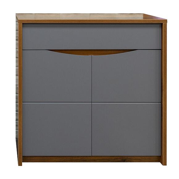 ფეხსაცმლის ტუმბო «მონაკო» პ6.528.3.02 (П542.02), ადგილი: მდფ+პვხ, ფერი: მუხის სატერი+რუხი მოკკო