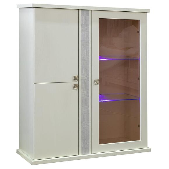 კომბინირებული ჩამოსაკიდი კარადა «ტუნისი» პ6.343.0.28 (პ343.28შ), ადგილი: დსპ+შპონი, ფერი: სპილოსძვლისფერი ვერცხლით