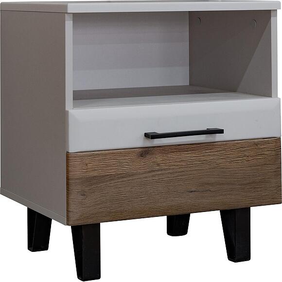 Тумба прикроватная «Ариста» П3.593.1.47, Материал: ЛДСП+МДФ, Цвет: Беж Нубук + Дуб Артизан Трюфель