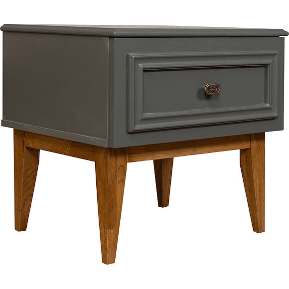 საძინებლის ტუმბო  «დოლჩე» პ3.597.1.02, ადგილი: მდფ, შეღებილი, ფერი: ბაზალტი + მუხის რუსტიკალი