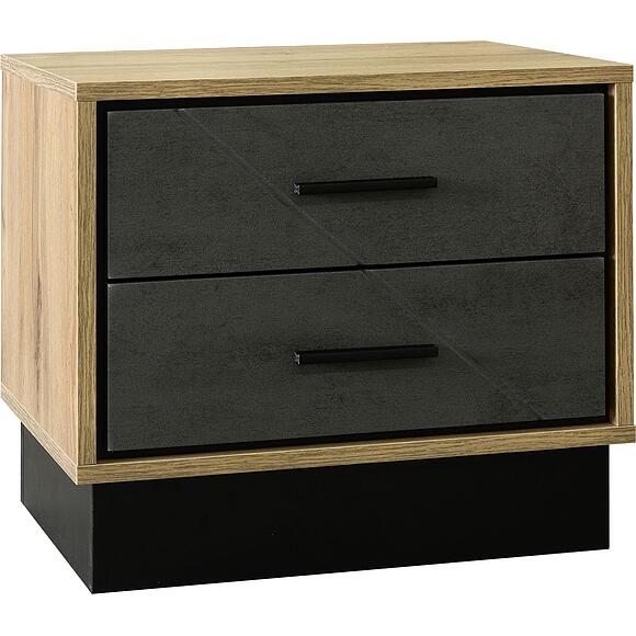 Тумба прикроватная «Лайн» П6.619.1.04 (П620.04), Материал: МДФ+ПВХ, Цвет: Камень серый/Дуб вотан/Чёрный