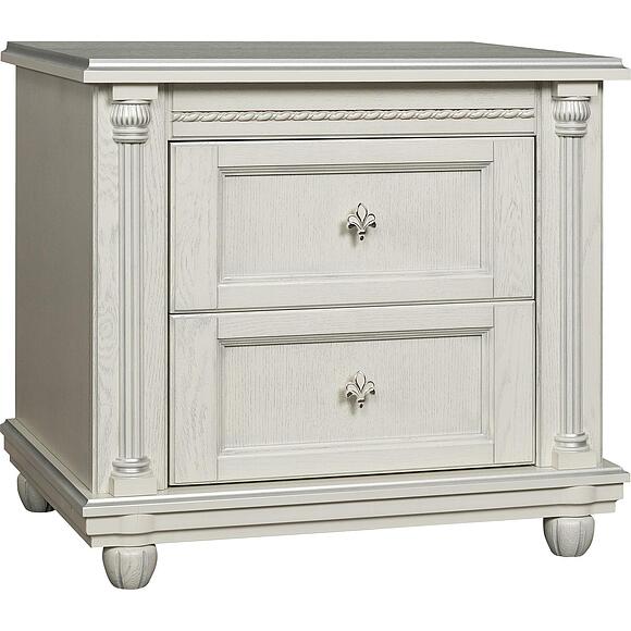 Тумба прикроватная «Валенсия Д Классик» П03.591.1.12, ადგილი: მასიური მუხა, ფერი: სპილოსძვლისფერი ვერცხლით