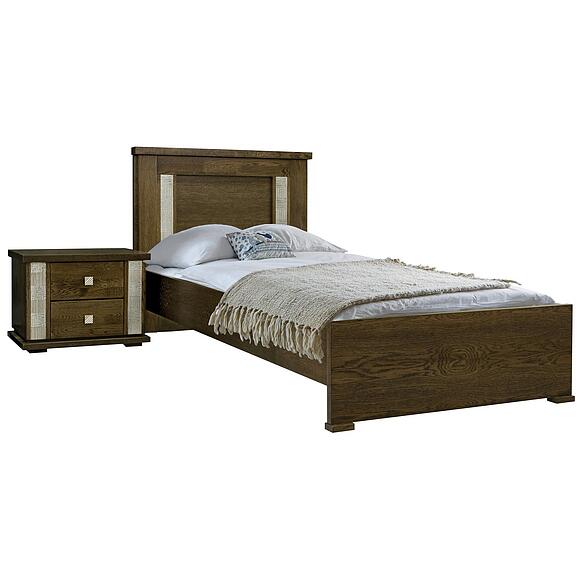 Кровать одинарная «Тунис» П6.343.1.08 (П344.08), Материал: ДСП+шпон, Цвет: Венге с серебром, Спальное место: 2000x900 мм, Размер: 2088х1024х970