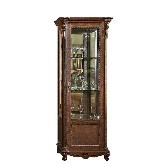 კარადა ვიტრინით «ალეზი 8» პ1.350.0.08 (П350.08), ადგილი: დსპ+შპონი, ფერი: თამბაქო