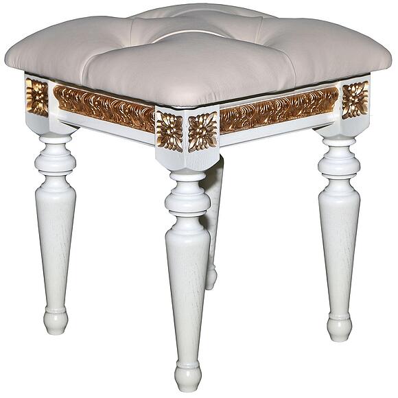 Банкетка «Милана 26» П4.265.1.26(294.26), Материал: Натуральная кожа, Цвет: Слоновая кость с золочением