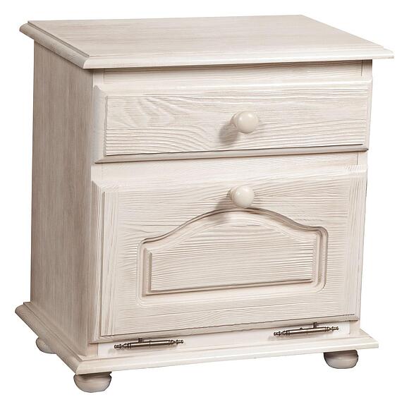 Тумба прикроватная «Лотос» БМ2.701.1.28(1093), Материал: Массив (сосна), Цвет: Брашированный крем