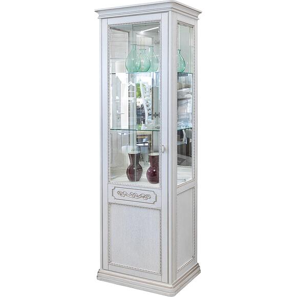 კარადა-ვიტრინა «ბრისტოლი» პ3.588.0.01-01, ადგილი: მასიური მუხა, ფერი: რძისფერი + ვარდისფერი მარგალიტი