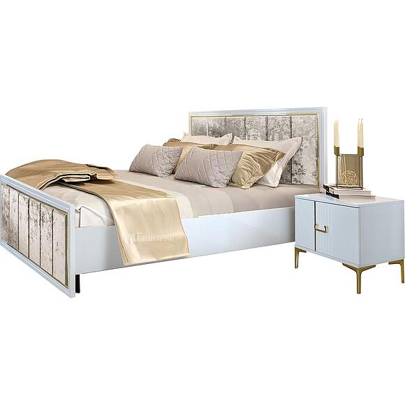 Кровать двойная 2-16 «Стамбул» БМ2.773.1.16 - sale, Материал: ЛДСП, Цвет: Белый глянец, Спальное место: 2000х1600 мм, Размер: 2091х1774х1200