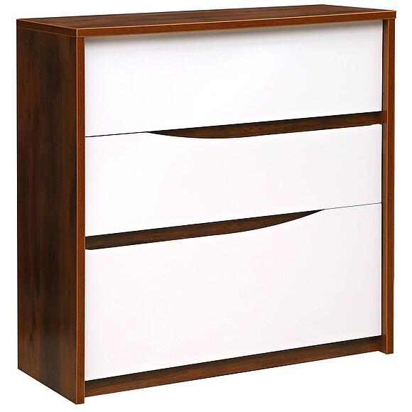 კომოდი «მონაკო» პ6.528.1.10 (П528.10), ადგილი: მდფ+პვხ, ფერი: მუხა სატერი+თეთრი პრიალა