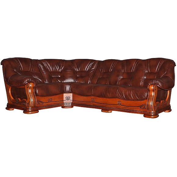 Угловой диван «Консул 2020/2020(-С)» (3мL/R901R/L), Материал: Натуральная кожа, Цвет: Черешня, Группа ткани: 120 группа